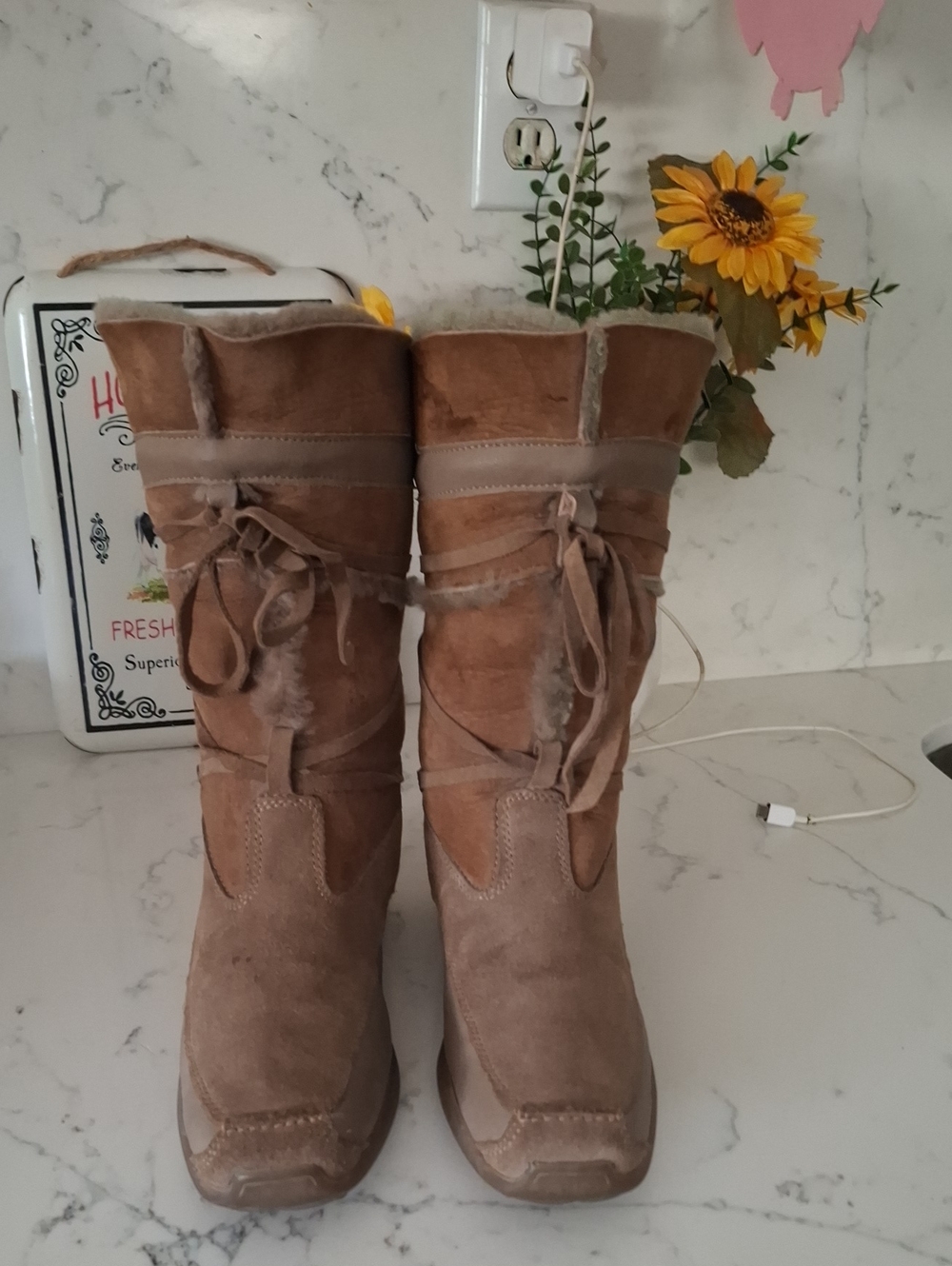 Tecnica Suede Mid-Calf Winter Boots with Shearling Trim